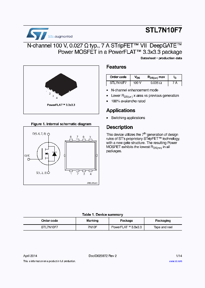 STL7N10F7_8377525.PDF Datasheet