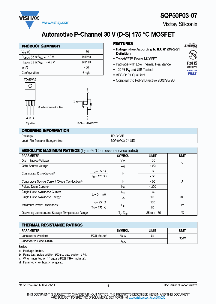 SQP50P03-07-15_8396317.PDF Datasheet