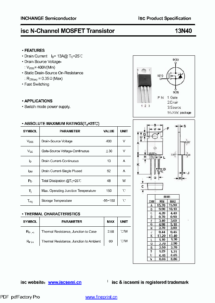 13N40_8410484.PDF Datasheet