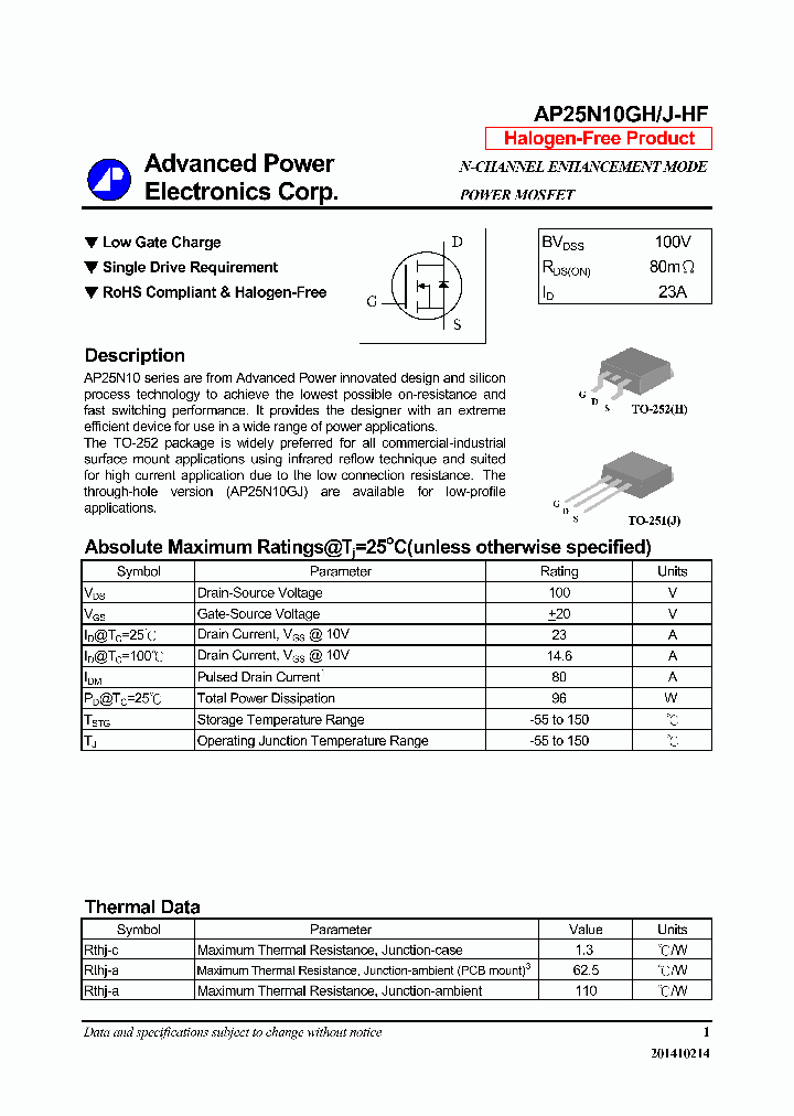 AP25N10GJ-HF_8509550.PDF Datasheet