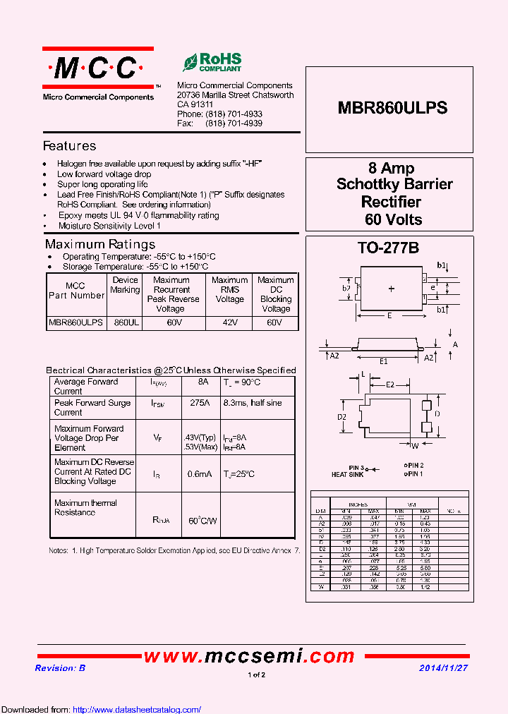 MBR860ULPS_8557327.PDF Datasheet