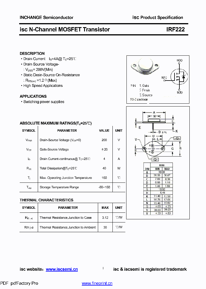 IRF222_8632730.PDF Datasheet