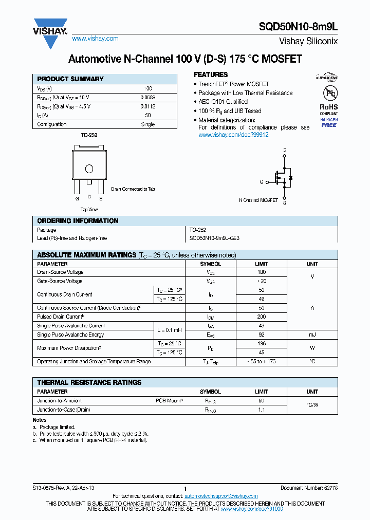 SQD100N03-3M2L_8725861.PDF Datasheet