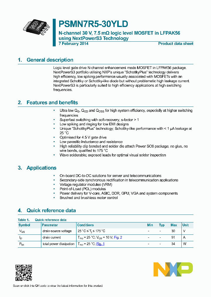 PSMN7R5-30YLD_8846852.PDF Datasheet