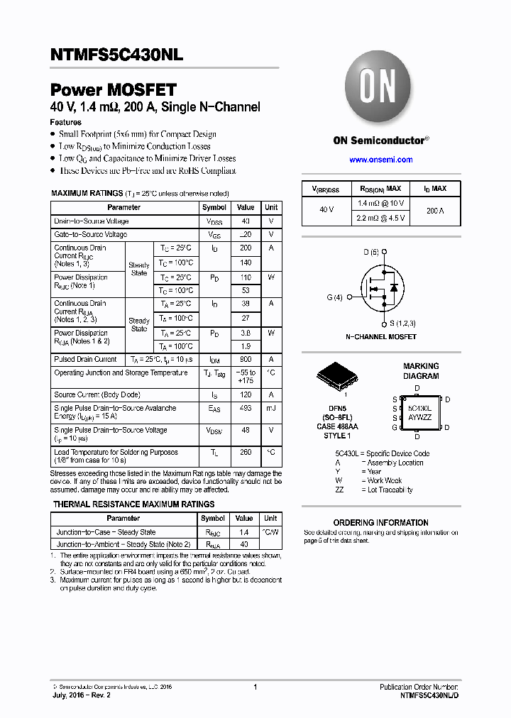 NTMFS5C430NLT1G_8886346.PDF Datasheet