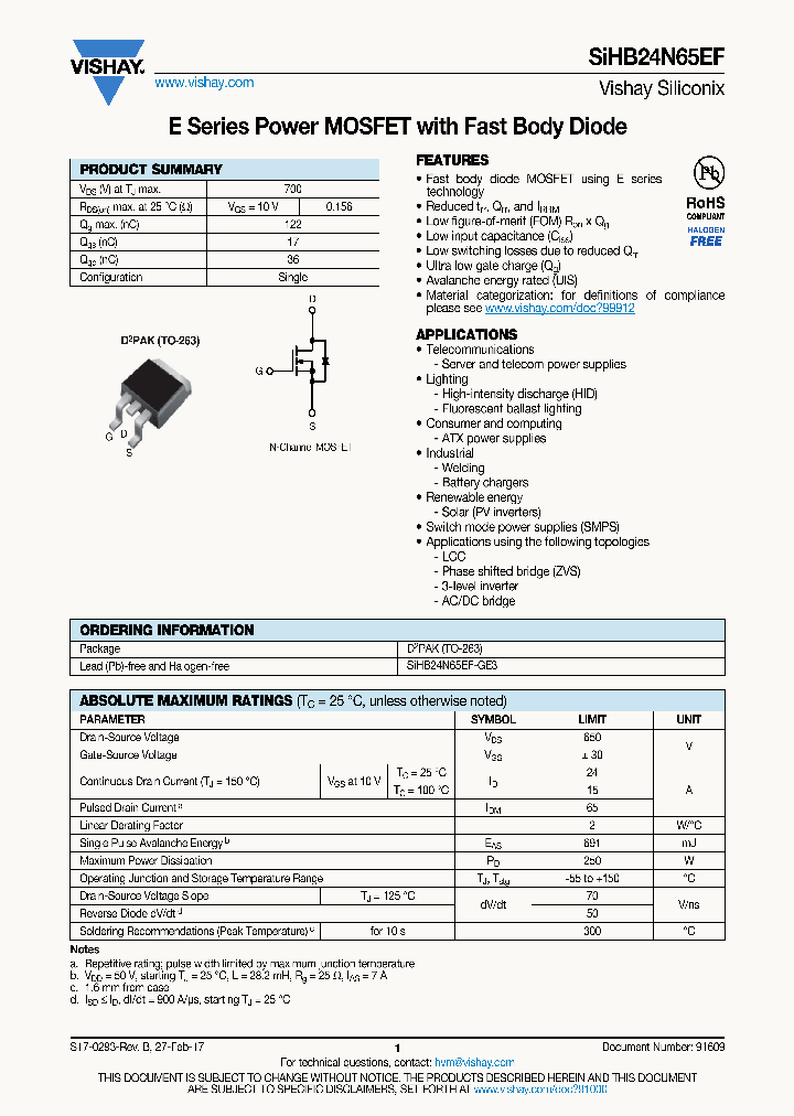 SIHB24N65EF_8905717.PDF Datasheet