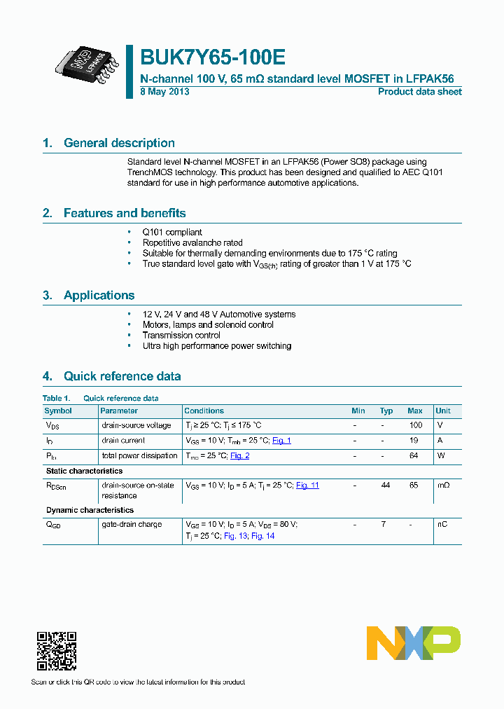 BUK7Y65-100E-15_8934085.PDF Datasheet