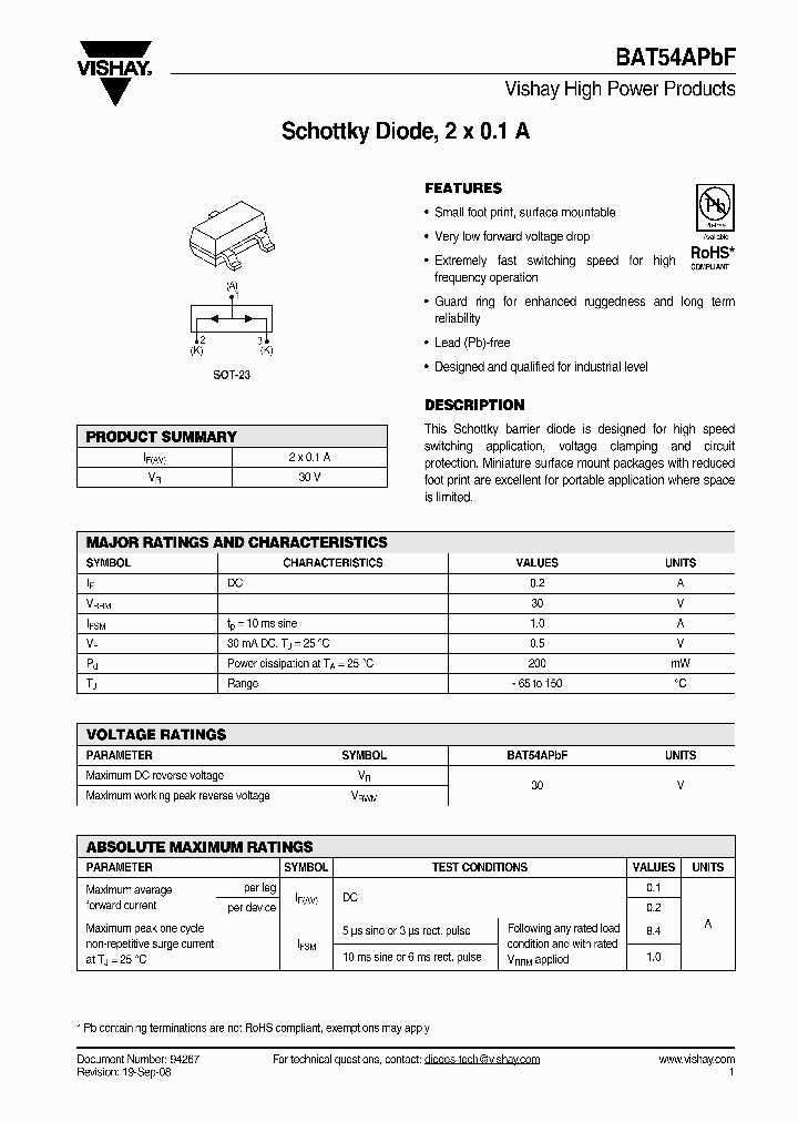 BAT54APBF_8984026.PDF Datasheet