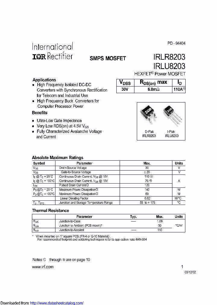 PB-IRLU8203_9011660.PDF Datasheet