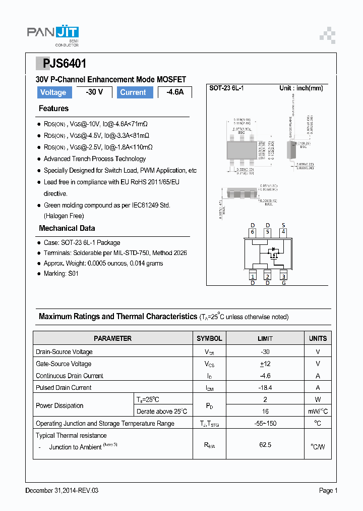 PJS6401_9054389.PDF Datasheet