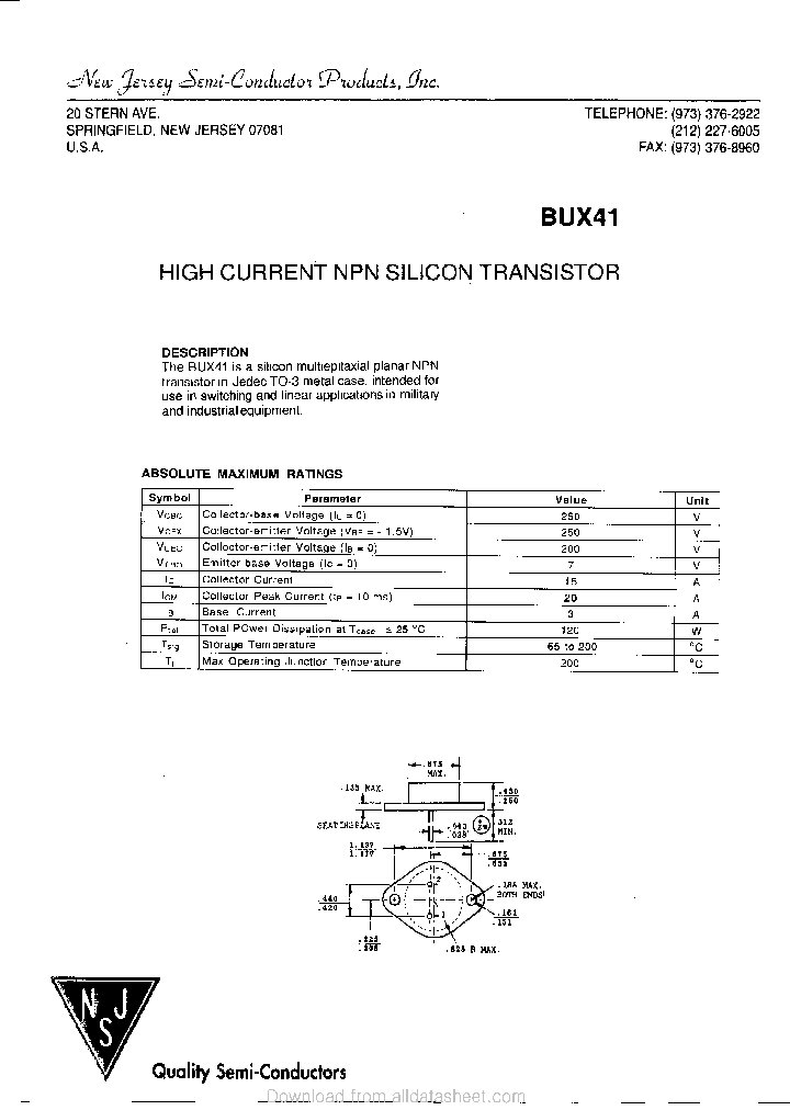 BUX41_9057013.PDF Datasheet