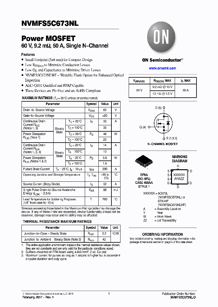 NVMFS5C673NLAFT1G_9057112.PDF Datasheet