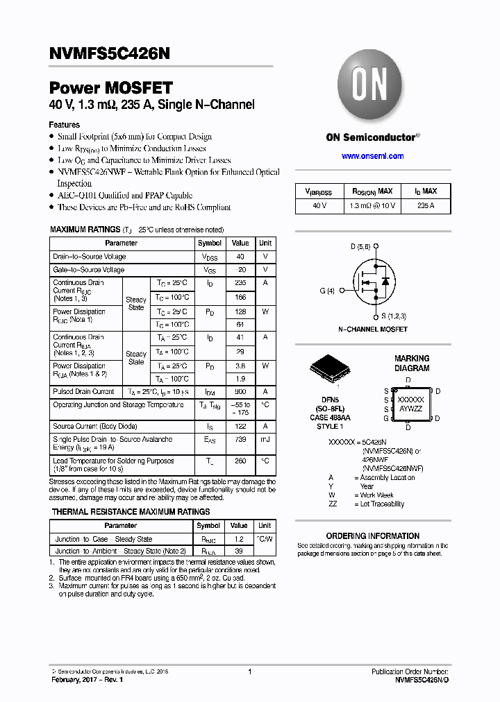 NVMFS5C426NAFT1G_9057118.PDF Datasheet