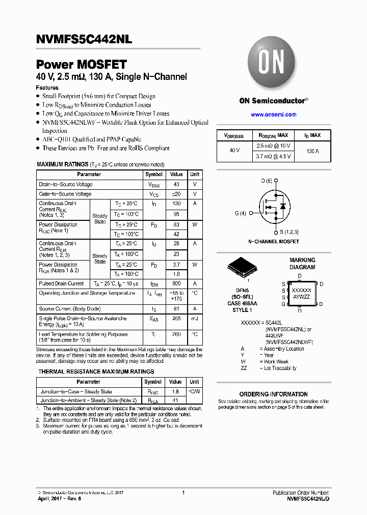 NVMFS5C442NLAFT1G_9057123.PDF Datasheet