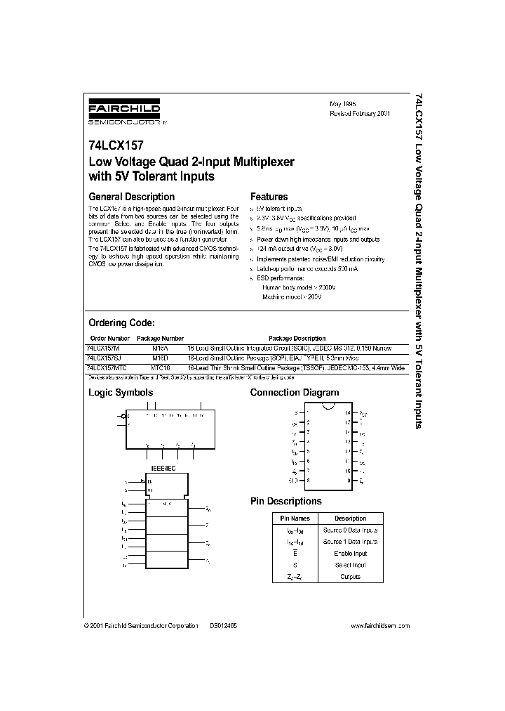 74LCX157MTCX_9092300.PDF Datasheet