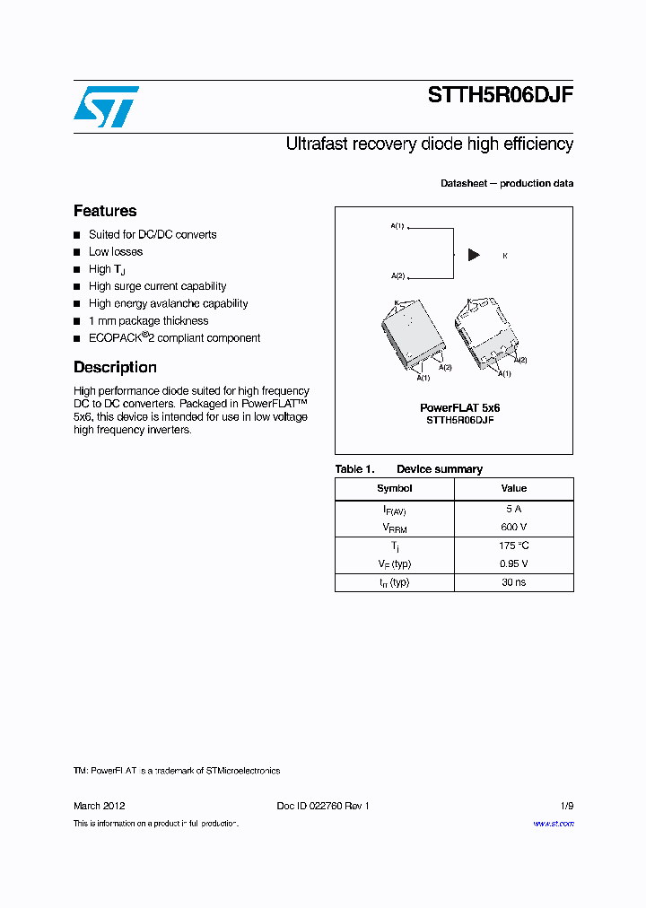 STTH5R06DJF_9104208.PDF Datasheet