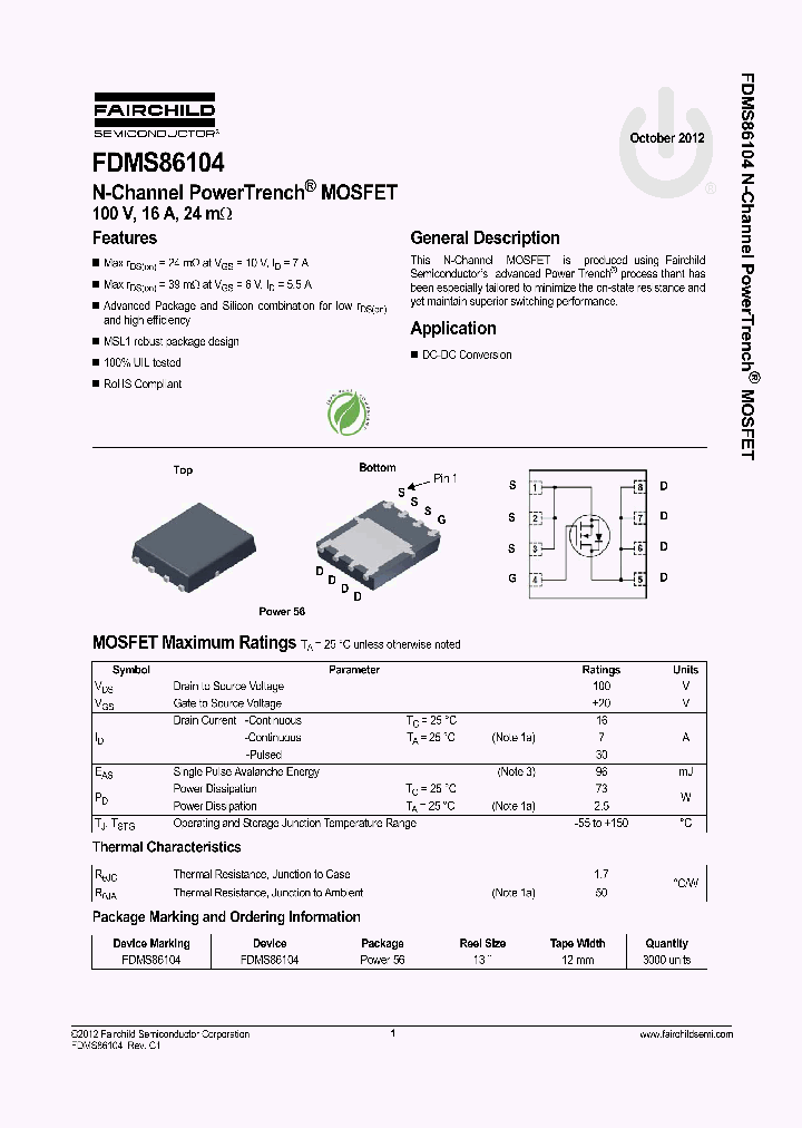 FDMS86104_9117507.PDF Datasheet