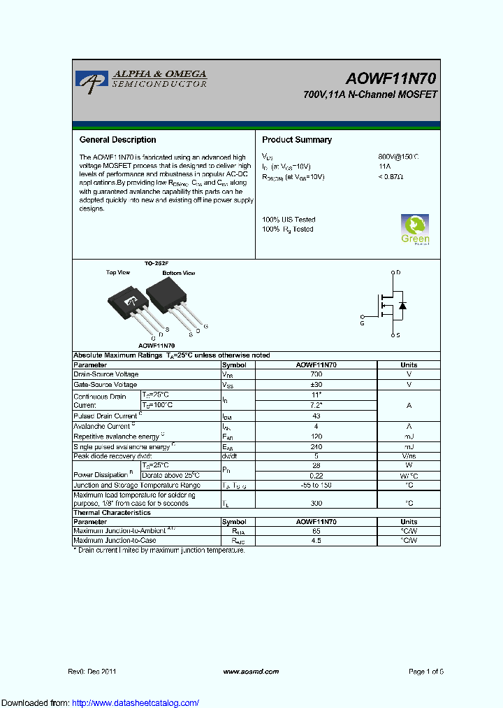 AOWF11N70_9121049.PDF Datasheet